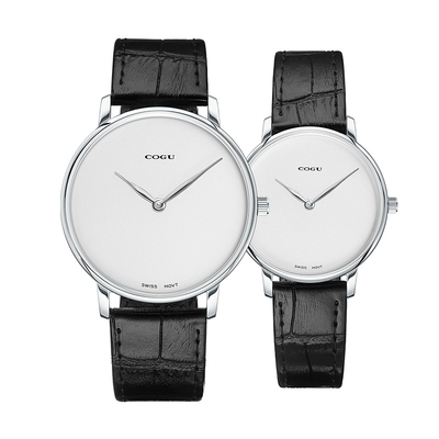 COGU情侣手表潮流学生真皮表带手表 C607G/L