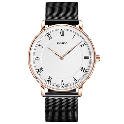 COGU复古钢带简约腕表石英表C603G