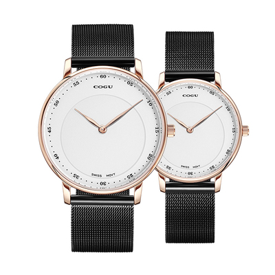 COGU情侣表超薄防水钢带石英表C602G/L