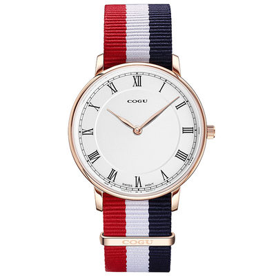 COGU复古帆布带简约腕表石英表C603G