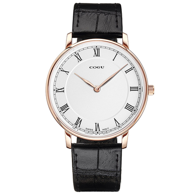 COGU复古真皮表带简约腕表石英表C603G